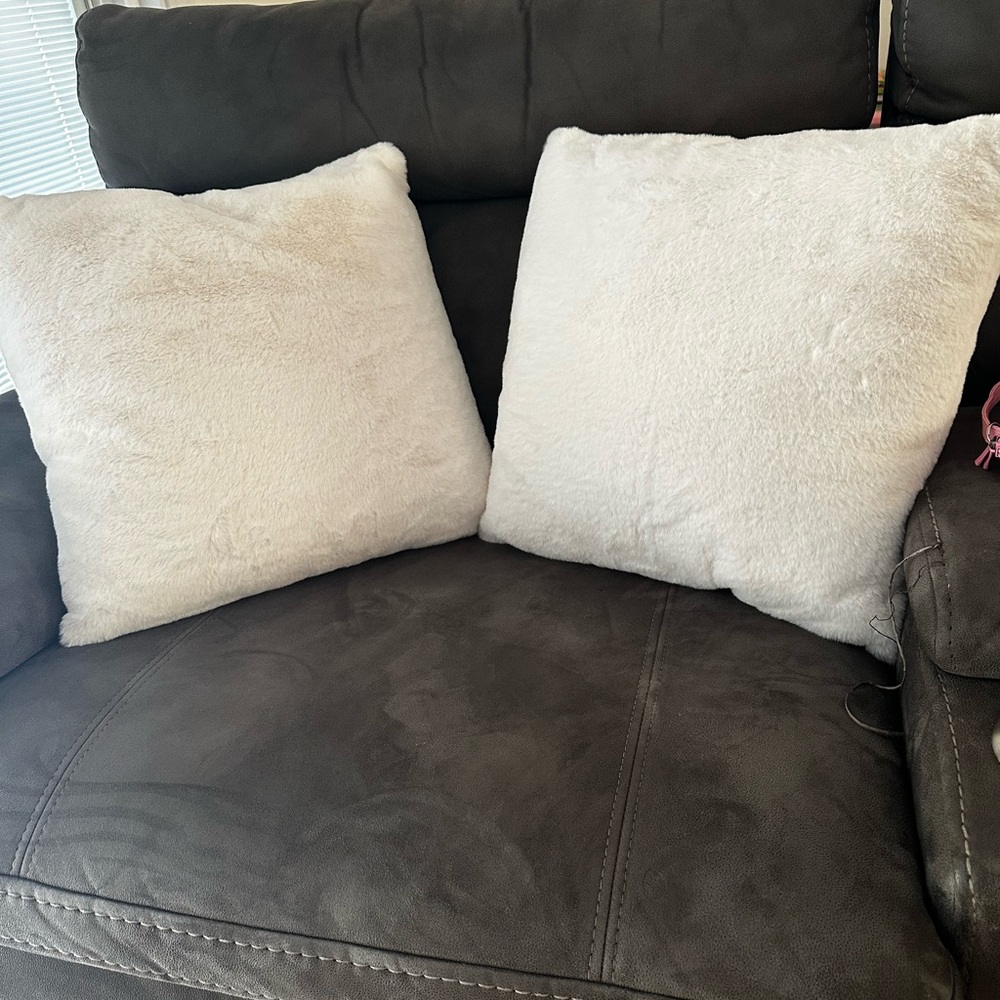 Threshold Faux Fur Throw Pillows in Cream (Pair)